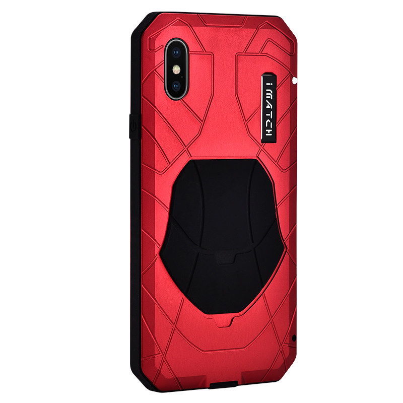 iMatch Water Resistant Shockproof Dust/Dirt/Snow-Proof Aluminum Metal Military Heavy Duty Armor Protection Case Cover for Apple iPhone X