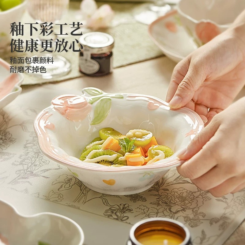 高颜值日式釉下彩陶瓷浅盘