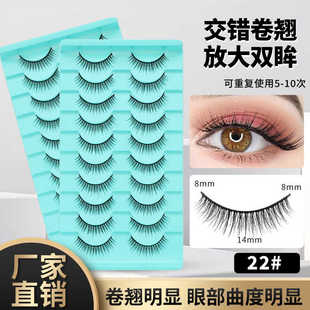 22#3D定型款假睫毛柔软舒适美睫日常舞台COS妆十对装黑梗