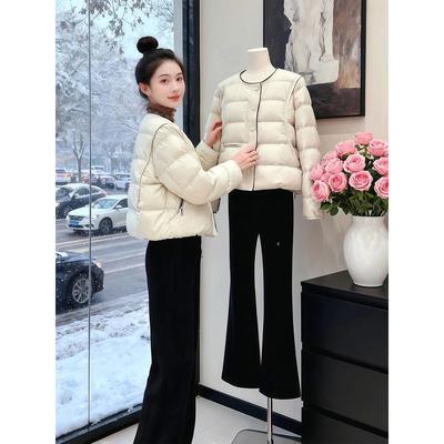 小香风白色短款羽绒服女