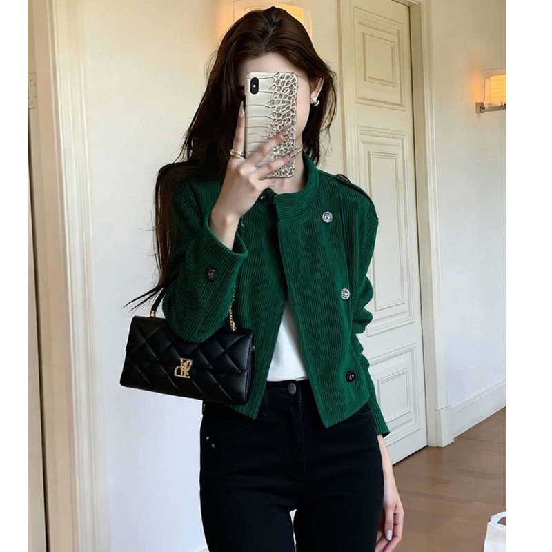 法式复古洋气高级小众不撞款绿色短外套女2026新款小个子夹克上衣,女装/女士精品,短外套,淘宝优惠券,粉丝福利购,淘宝优惠卷