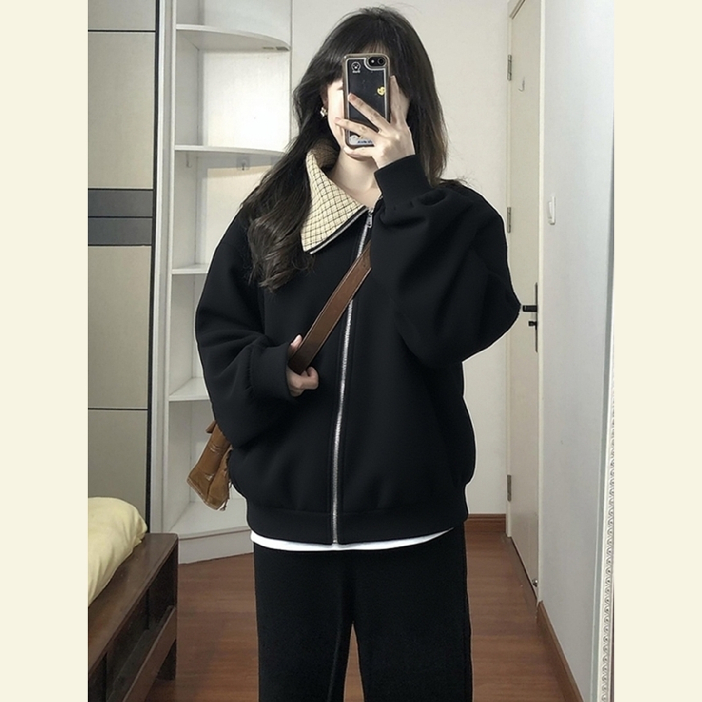 又酷又飒通勤黑色短款外套