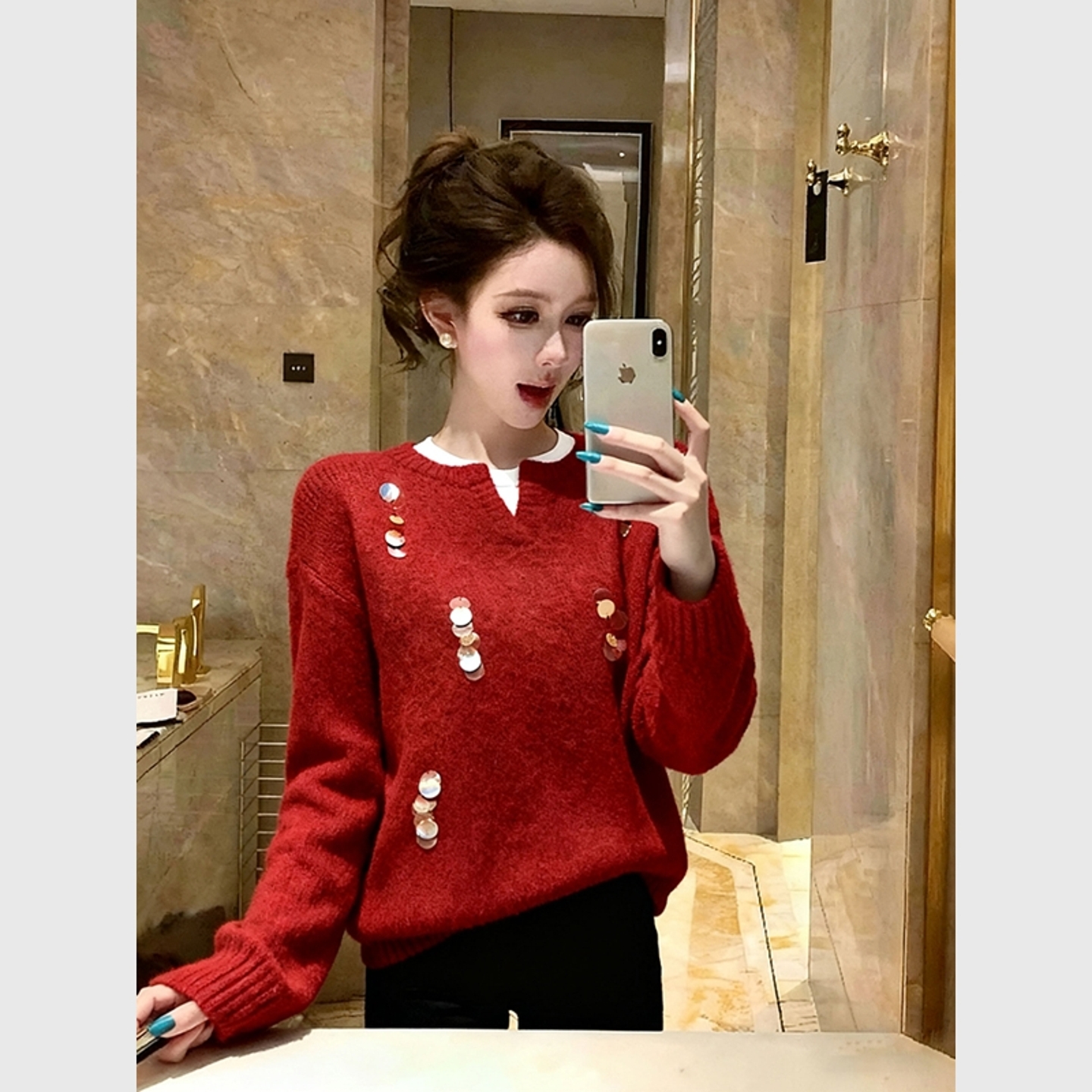 圣诞过年红色毛衣女冬独特