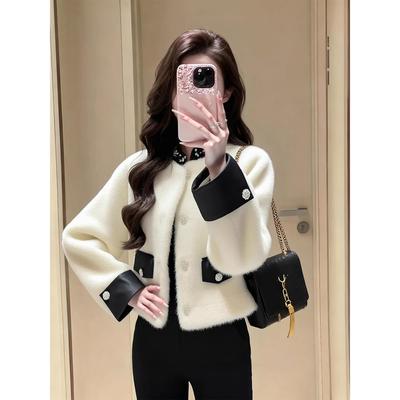 贵气小香风白色短外套女