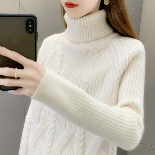 加厚加绒毛衣花雨柔高领韩版宽松