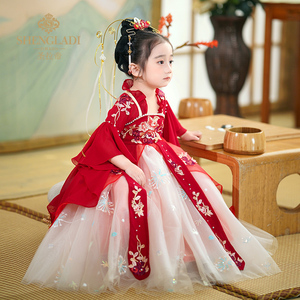 女童汉服冬季2024新款冬款儿童超仙中国风裙子古风襦裙红色连衣裙