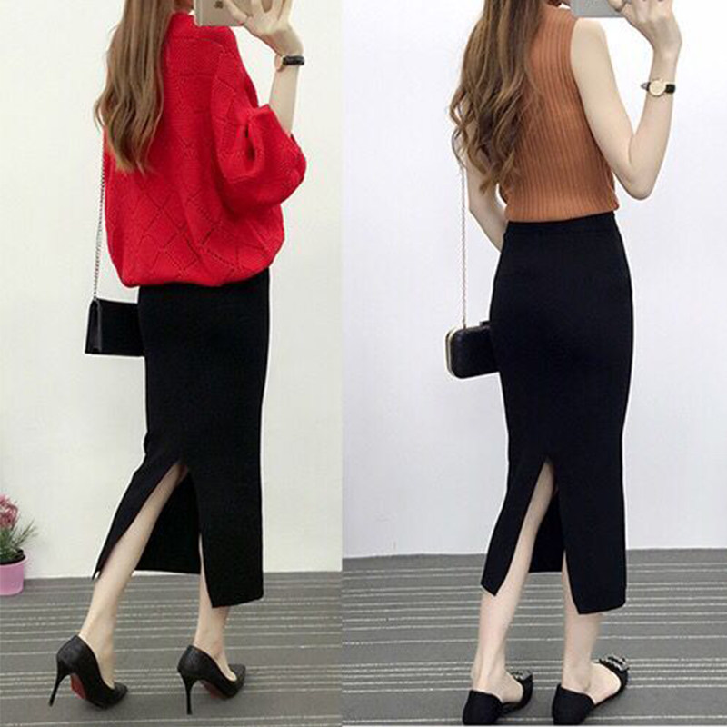 2019新款開叉壹步裙長裙秋冬毛線裙高腰裙中長款針織包臀裙半身裙在類目 女裝/女士精品, 半身裙中 - 來自Buy2taobao.com提供專業的淘寶代購服務