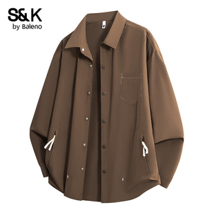 潮牌多口袋工装 班尼路SK美式 男秋冬新款 衬衫 翻领衬衣MS 高街长袖