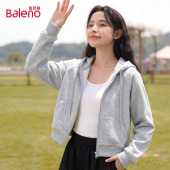 小个子连帽卫衣上衣H 巨好看 班尼路灰色短款 外套女春秋2026新款