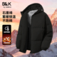 男士 班尼路S&K系列黑色棉服男款 冬季 连帽加厚外套石墨烯保暖棉袄A