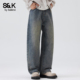 宽松直筒长裤 班尼路SK美式 潮牌YS 春季 2026新款 复古水洗牛仔裤 男士