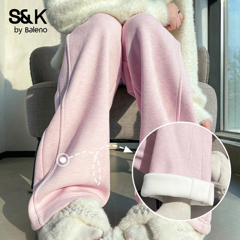 班尼路S&K系列雪尼尔加绒阔腿裤女2025冬季新款大码MM宽松直筒裤Q,女装/女士精品,休闲裤,淘宝优惠券,粉丝福利购,淘宝优惠卷