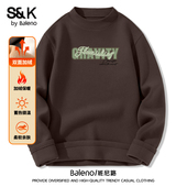 加绒打底衫 男秋冬季 双面绒保暖半高领上衣男士 班尼路美式 长袖 t恤A