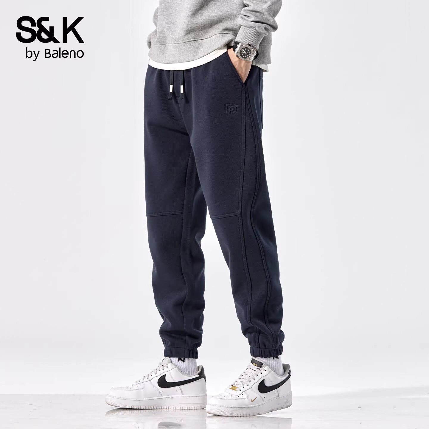 班尼路SK休闲裤男士春夏季美式宽松束脚潮牌运动百搭针织卫裤子YS