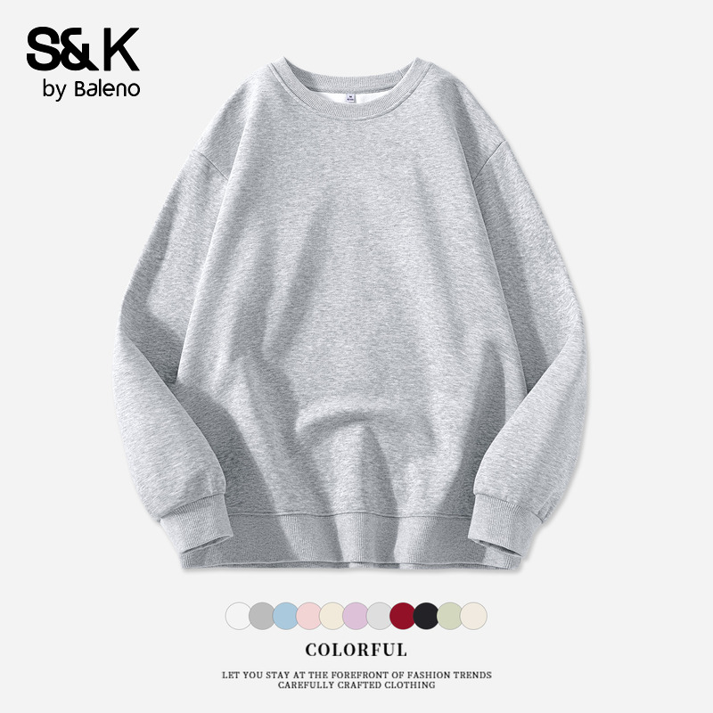 班尼路S&K系列灰色圆领卫衣女2025新款秋季韩系简约日常百搭长袖Q