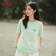 班尼路水绿色圆领短袖 T恤女2026春夏新款 小个子宽松休闲运动上衣Q