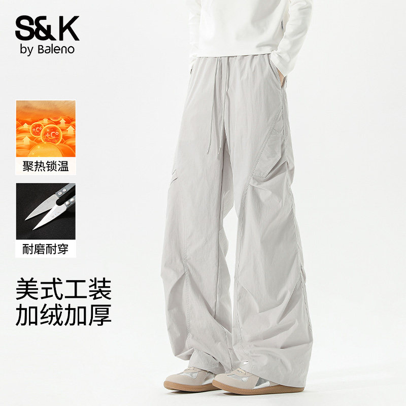 班尼路美式工装加绒加厚休闲裤男冬季2026新款男士宽松阔腿长裤E,男装,休闲裤,淘宝优惠券,粉丝福利购,淘宝优惠卷