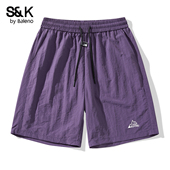 宽松运动休闲五分沙滩裤 2026新款 男夏季 班尼路SK休闲风速干短裤