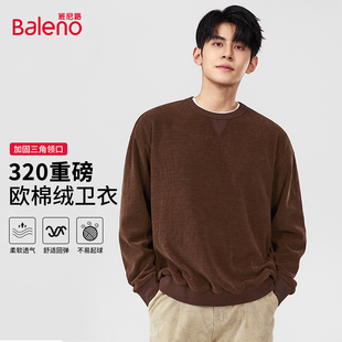 套头衫 班尼路圆领卫衣男秋季 重磅男生三角外套肌理感欧棉绒男士