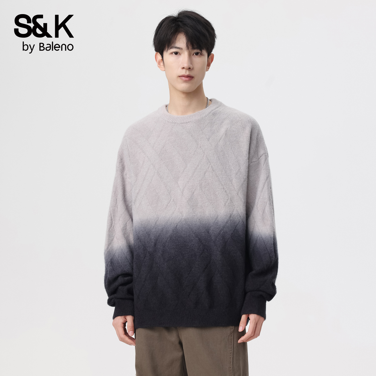 班尼路渐变色毛衣男春秋季针织衫