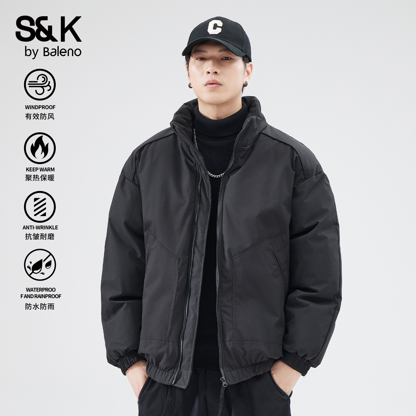 班尼路SK立领棉衣男冬季新款加厚