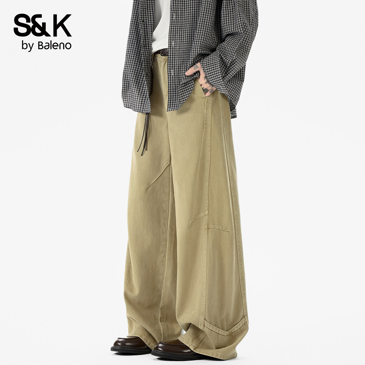 班尼路SK美式工装风宽松阔腿裤男士春季2026新款休闲长裤设计感YS,男装,休闲裤,淘宝优惠券,粉丝福利购,淘宝优惠卷