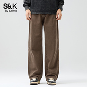 直筒长裤 班尼路SK日系复古休闲裤 新款 宽松直筒阔腿美式 男士 秋季