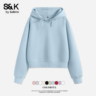 班尼路S&K系列连帽卫衣女2026春新款 宽松休闲百搭上衣Q 小个子短款