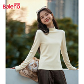 班尼路半高领仿德绒打底衫 t恤M 内搭上衣保暖长袖 女2026新款 冬修身