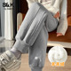 班尼路S&K系列灰色羊羔绒束脚裤 子H 宽松显瘦运动裤 女2026冬季 新款