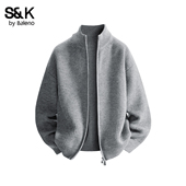 慵懒保暖时尚 春季 毛衣外套YS 男士 班尼路SK休闲风立领拉链针织开衫