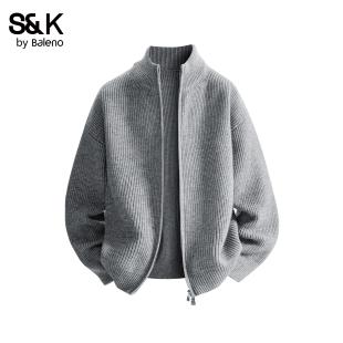 慵懒保暖时尚 春季 毛衣外套YS 男士 班尼路SK休闲风立领拉链针织开衫