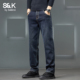 班尼路SK高端加绒牛仔裤 水洗直筒加厚长裤 男秋冬季 宽松休闲男士