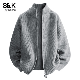 休闲外套粗线高级感品质毛衫 班尼路SK立领针织开衫 毛衣男春夏季