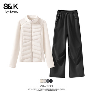 裤 班尼路S&K系列休闲运动套装 保暖外套工装 修身 一整套Q 女秋冬新款