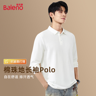 班尼路百搭男士POLO衫长恤男秋季重磅棉感男款翻领长袖套头衬衫LF