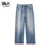 班尼路SK街头休闲风水洗直筒牛仔裤 显瘦潮流长裤 男春季 2026新款