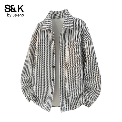 班尼路SK夏季美式风条纹长袖衬衫