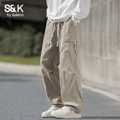 潮流工装 秋季 休闲裤 班尼路SK美式 男士 2025新款 宽松直筒长裤 子男YS