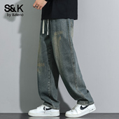 百搭休闲长裤 班尼路SK美式 宽松直筒2025秋季 新款 复古牛仔裤 男款