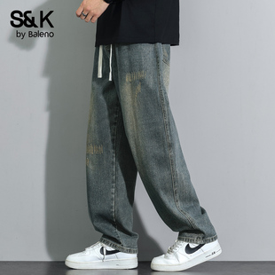 复古牛仔裤 百搭休闲长裤 男款 新款 宽松直筒2025秋季 班尼路SK美式