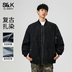 宽松时尚 班尼路美式 男士 2026新款 百搭外套E 扎染立领夹克男春秋季