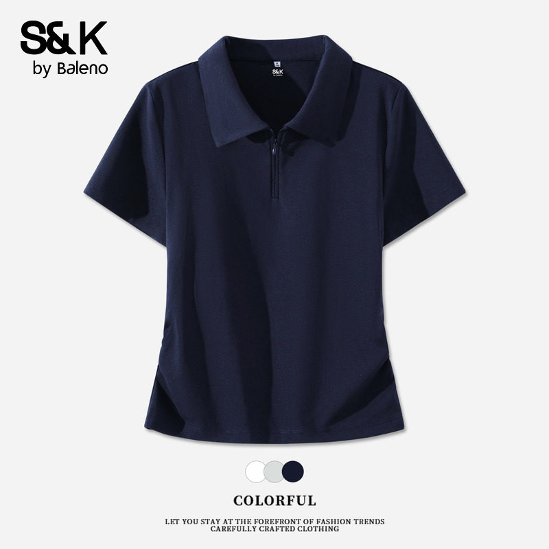 班尼路S&K系列POLO领短袖T恤女夏季新款小个子短款修身运动上衣Q