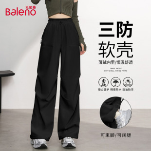 薄绒保暖休闲运动裤 班尼路软壳三防工装 女秋冬新款 登山裤 子女N 裤