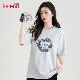 纯棉透气短袖 宽松显瘦日常通勤男女款 薄款 班尼路运动休闲t恤夏季