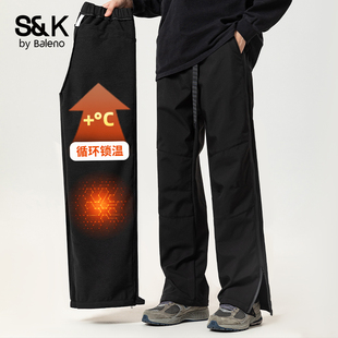 班尼路格洛米绒三防工装裤男冬季2026新款男士宽松防寒保暖长裤E