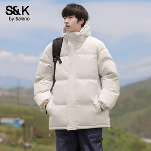 班尼路SK宽松连帽棉衣男士 加厚保暖面包服外套休闲百搭棉服YS 冬季