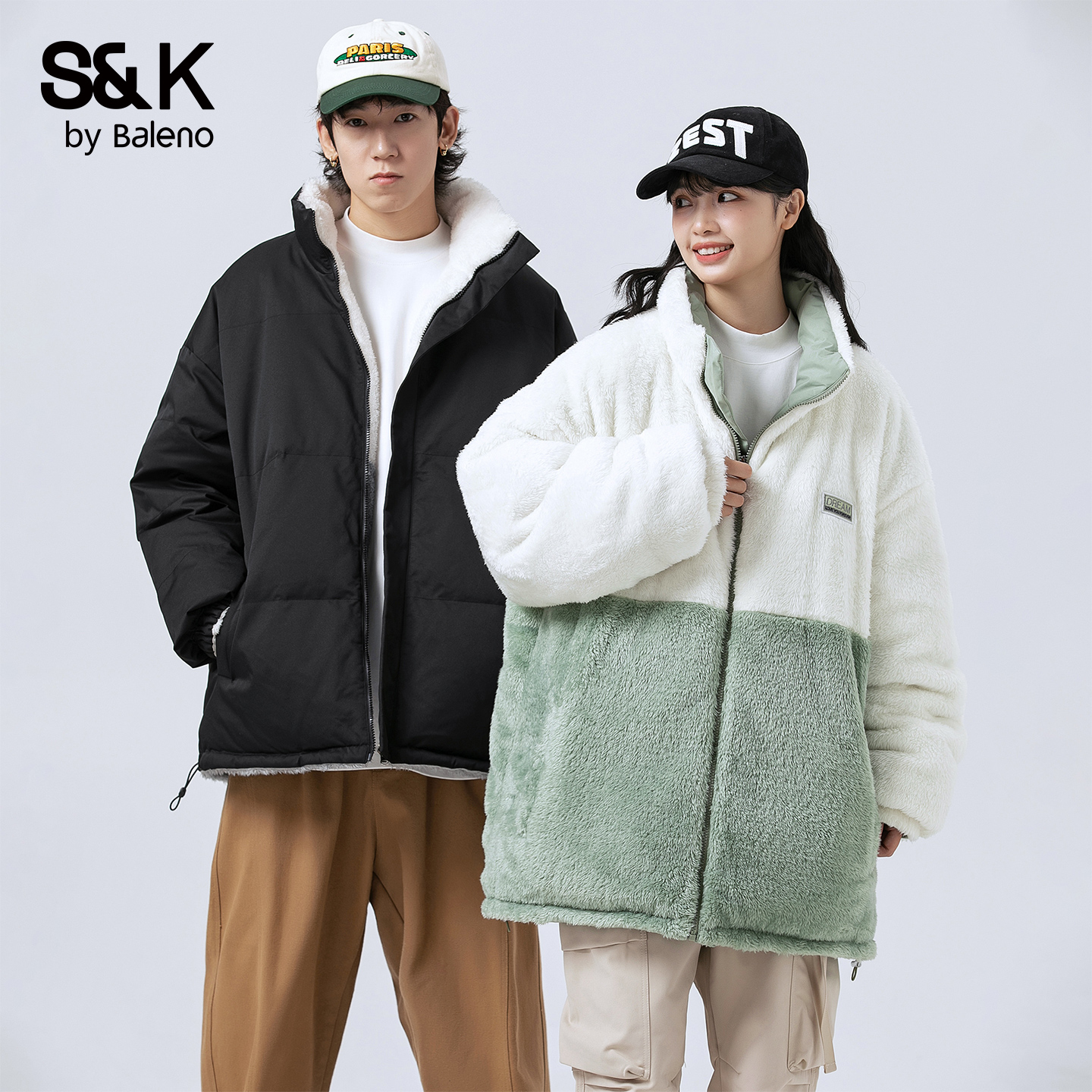 班尼路冬季潮流两面可穿面包棉服