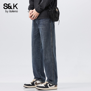 牛仔裤 阔腿裤 男士 宽松直筒休闲潮牌2026新款 春夏季 班尼路SK美式