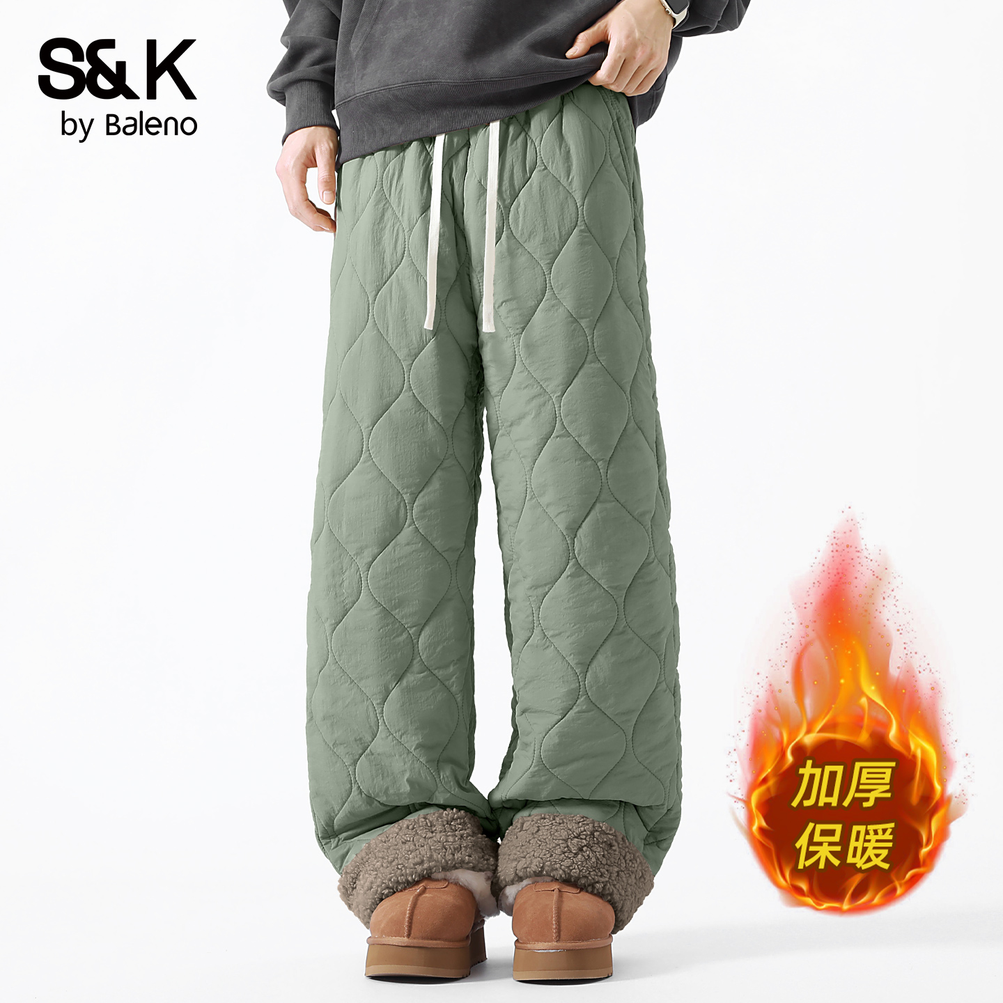 冬季潮牌棉裤外穿裤子男款